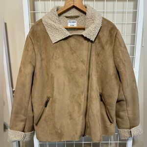 Old Navy Shearling Moto Desert Camel Coat Jacket Women’s XL